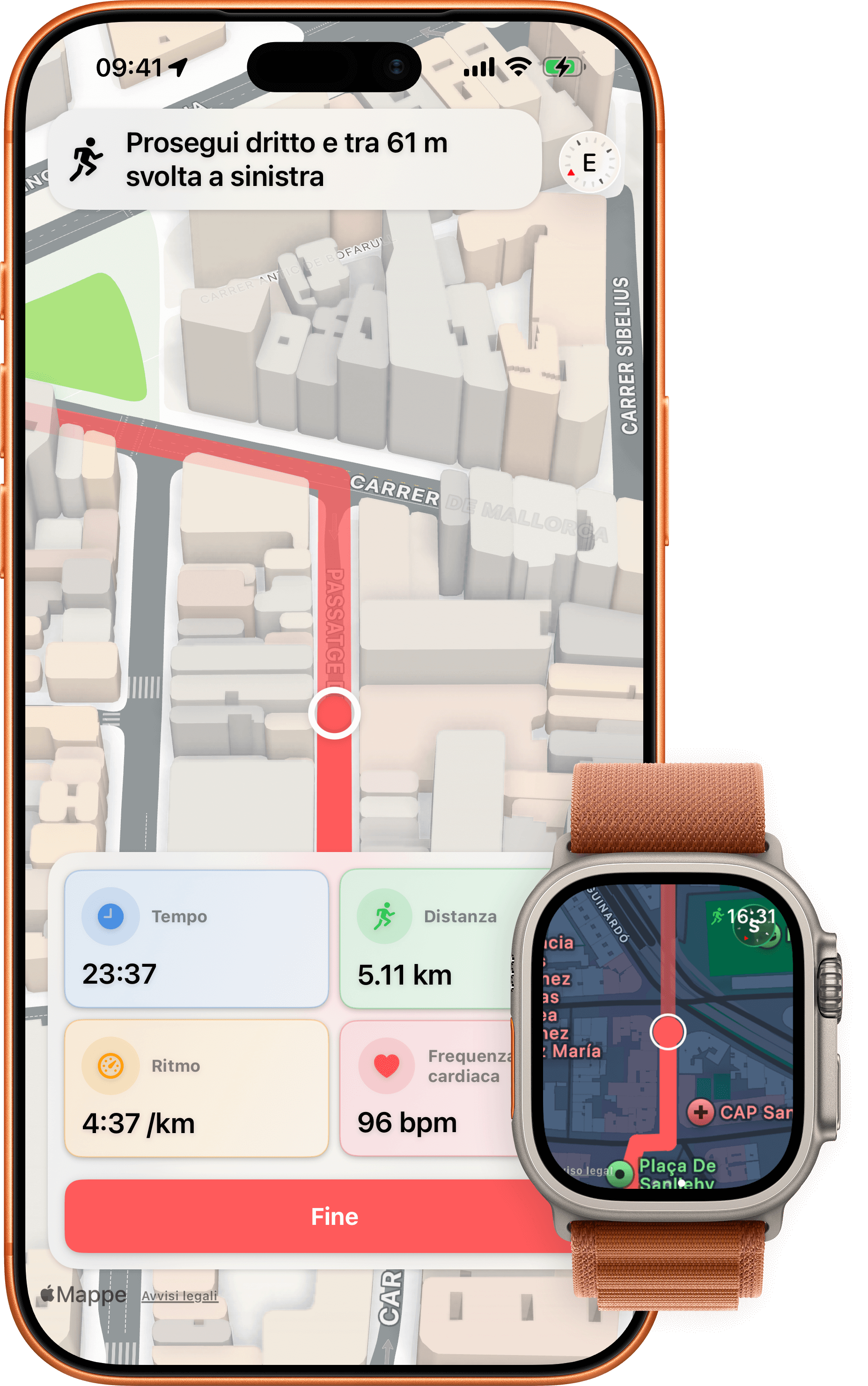 Mockup di SnapRace su iPhone e Apple Watch