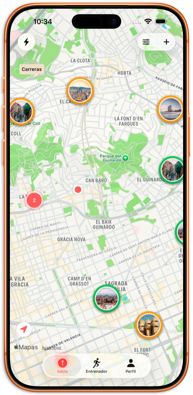 SnapRace map with city clusters